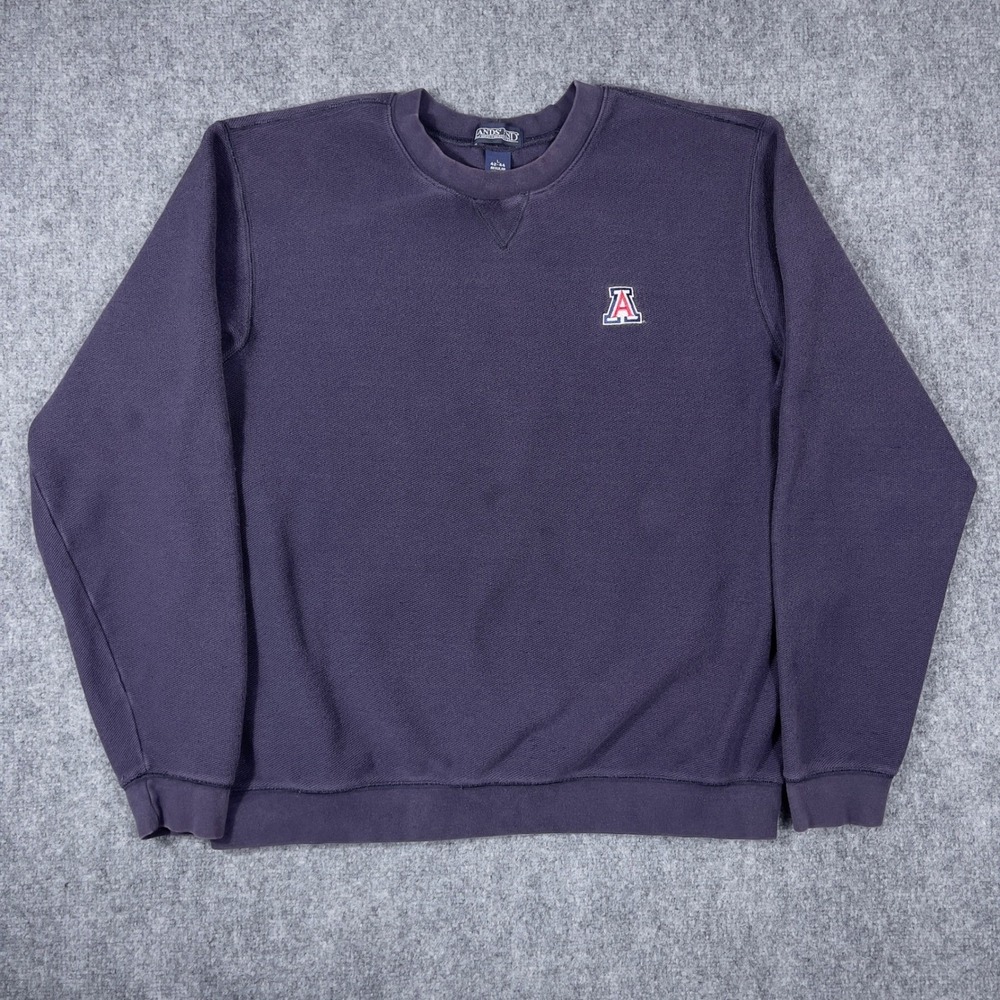 Arizona Wildcats Embroidered Crewneck Lands End Sweatshirt Mens Large Purple